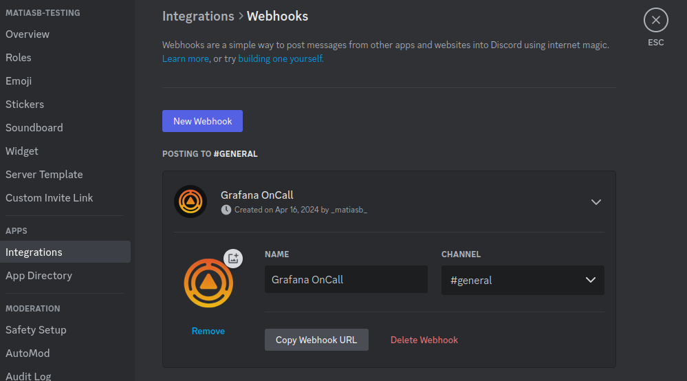 Discord integration UI